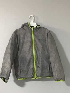 Eddie Bauer Gray Patterned Jacket with Black Logo